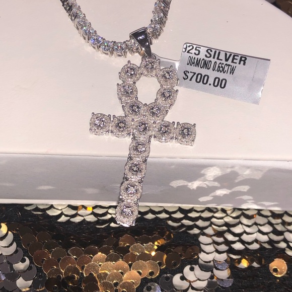 Real diamond cross ankh pendant, symbol of life, not CZ not moissanite Gift Sale - Picture 8 of 8